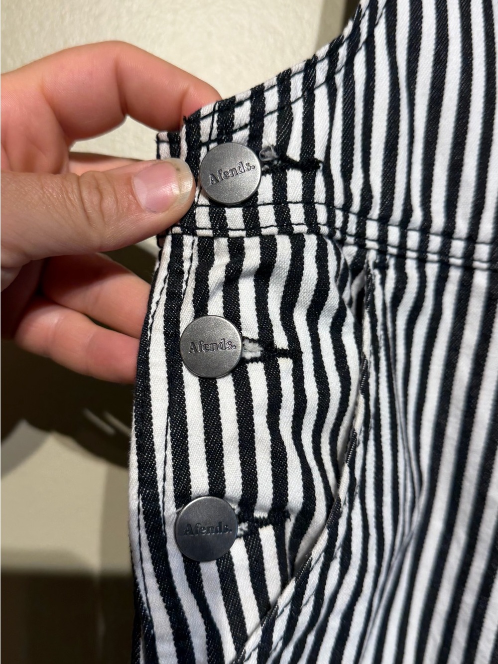Afends. 100% Cotton Striped Straight Leg Dungarees - Picture 5 of 16
